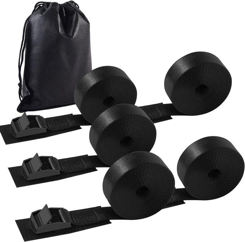 HUANSHA 5Pack Cam Buckle Tie Down Straps, 1" x 8 ft Heavy Duty Lashing Secure Strap Adjustable Black Pull Cinch Strap for Kayak, Cargo, Luggage, Bicycles,Truck, Car Roof Rack, Moving - Image 1